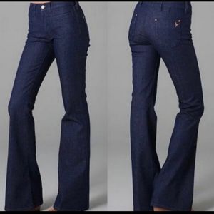 Anthropologie MIH Marrakesh Mid Rise  Kick Flare Dark Denim Jeans NWT 26